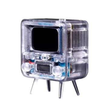 TinyTV 2 - Portable Retro Television with Working Rotary knobs - Load Your own Videos Easily via USB onto Your own minature TV (Clear)