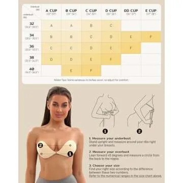 Niidor Sticky Bra Strapless Bra Push up Invisible Breathable Self Adhesive Bra for Backless Dress with Nipple Covers