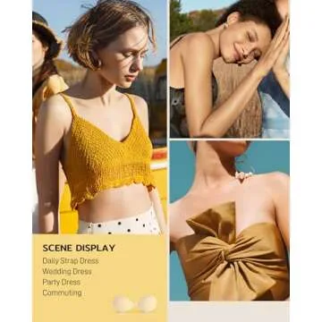 Niidor Sticky Bra Strapless Bra Push up Invisible Breathable Self Adhesive Bra for Backless Dress with Nipple Covers