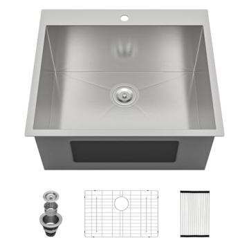 Lordear Laundry Room Drop Sink - 25"x22"x12" Deep In Laundry Utility Kitchen Sink Drop-in Topmount S...