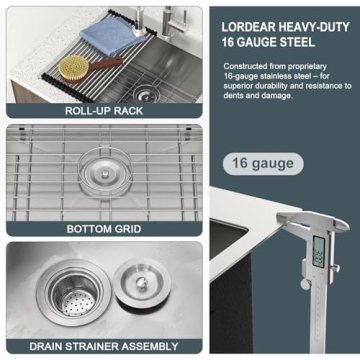 Lordear 25x22 Drop-in Laundry Sink - Stainless Steel Elegance