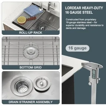Lordear 25x22 Drop-in Laundry Sink - Stainless Steel Elegance