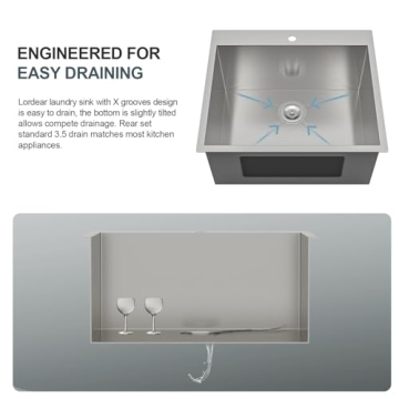 Lordear 25x22 Drop-in Laundry Sink - Stainless Steel Elegance