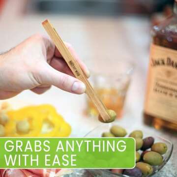 4 Pcs Wooden Toaster Tongs | 6-Inch Premium Maple Kitchen Utensils | Easy-Grip, Anti-Slip Design for Toast, Fruits, Bread, Pickles, Bacon, BBQ, and Parties