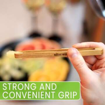 4 Pcs Wooden Toaster Tongs | 6-Inch Premium Maple Kitchen Utensils | Easy-Grip, Anti-Slip Design for Toast, Fruits, Bread, Pickles, Bacon, BBQ, and Parties