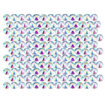 1440 Pack Crystal Flat Back Rhinestone Round Diamante Gems, Non-Self-Adhesive (Clear AB, 5 MM)