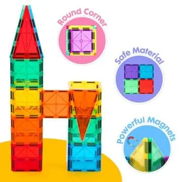 Gemmicc Magnetic Tiles, Deluxe 136 PCS Building Blocks Magnet Toys for Kids,3D Magnet Puzzles Stacking Blocks for Boys Girls,Huge Set with 2 Cars