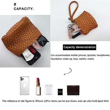 JINMANXUE Fashion Handbag For Women, Woven Tote Bag Bucket Composite Bag Knitting Chain Bag, Crossbody Shoulder Bag Purses (Silver gray)