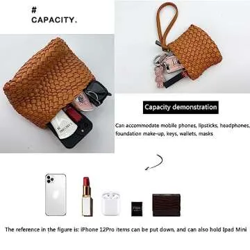 JINMANXUE Fashion Handbag For Women, Woven Tote Bag Bucket Composite Bag Knitting Chain Bag, Crossbody Shoulder Bag Purses (Silver gray)