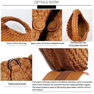 JINMANXUE Fashion Handbag For Women, Woven Tote Bag Bucket Composite Bag Knitting Chain Bag, Crossbody Shoulder Bag Purses (Silver gray)