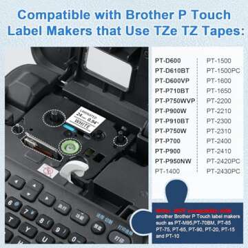 Labelife 8 Pack 24mm Label Tape TZe-251 Replacement for Brother P touch TZe TZ Tape 24mm 0.94 Laminated White TZe251 for Brother PTouch PT-D600 PT-D610BT PT-P710BT PT-P750W PT-P700 Label Maker, 1 Inch