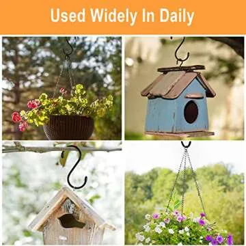 HiGift 24 Pack 5 Inch Large S Hooks for Hanging Plants, Black Vinyl Coated S Hooks, Non Slip Heavy Duty S Hooks, Metal Black Rubber Coated Closet S Hooks for Hanging Plants Jeans Pot Pan Cups Clothes