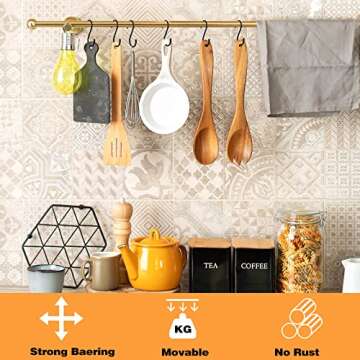 HiGift 24 Pack 5 Inch Large S Hooks for Hanging Plants, Black Vinyl Coated S Hooks, Non Slip Heavy Duty S Hooks, Metal Black Rubber Coated Closet S Hooks for Hanging Plants Jeans Pot Pan Cups Clothes