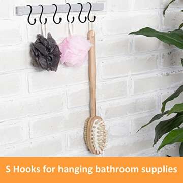 HiGift 24 Pack 5 Inch Large S Hooks for Hanging Plants, Black Vinyl Coated S Hooks, Non Slip Heavy Duty S Hooks, Metal Black Rubber Coated Closet S Hooks for Hanging Plants Jeans Pot Pan Cups Clothes