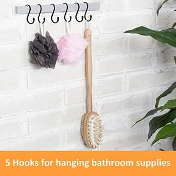 HiGift 24 Pack 5 Inch Large S Hooks for Hanging Plants, Black Vinyl Coated S Hooks, Non Slip Heavy Duty S Hooks, Metal Black Rubber Coated Closet S Hooks for Hanging Plants Jeans Pot Pan Cups Clothes