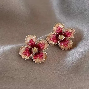 Stylish Cherry Blossom Earrings for Women 2024 - Lightweight Hypoallergenic Gold Flower Earrings