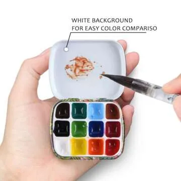 Portable Mini Tin Box, 12-Well Empty Watercolor Palette with Clip and Oil Pot - Selva