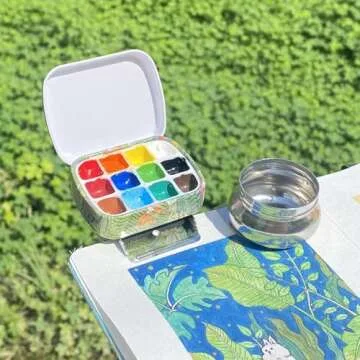Portable Mini Tin Box Watercolor Kit for Outdoor Painting