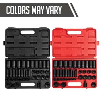 SUNEX TOOLS 2668, 1/2 Inch Drive Master Impact Socket Set, 39-Piece, SAE, 3/8" - 1-1/2", Standard/De...