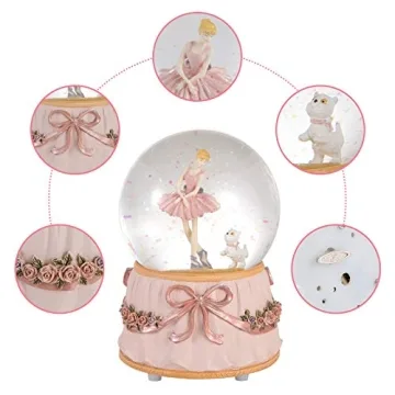 Dreameizor Ballerina Snow Globe Plays Greensleeves Musical Toy