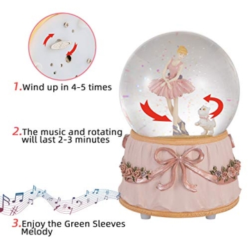 Dreameizor Ballerina Snow Globe Plays Greensleeves Musical Toy