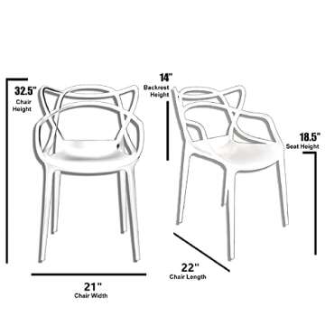 Durable Stackable Modern Plastic Dining Chairs Set of 2