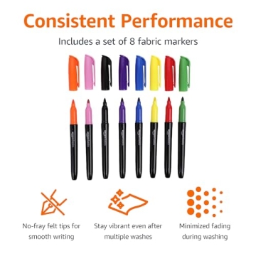 Vibrant Amazon Basics Fabric Markers, Assorted Colors, 8-Pack
