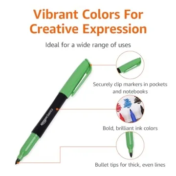 Vibrant Amazon Basics Fabric Markers, Assorted Colors, 8-Pack