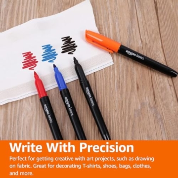 Vibrant Amazon Basics Fabric Markers, Assorted Colors, 8-Pack