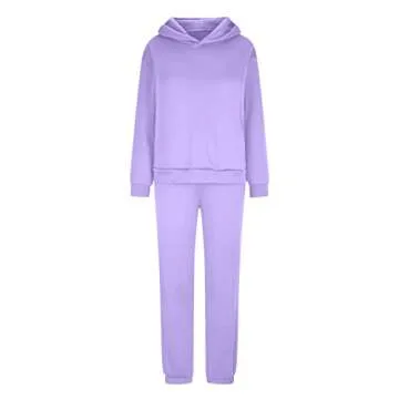 SMIDOW prime amazonr Sweatshirt Sets for Women Hoodie Sweatshirt Matching Sweatpants Lounge Set Fashion Loungewear Y2K Clothes sweatshirt for women Purple S