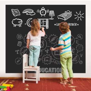 AZOI Chalkboard Wall Stickers Blackboard Wall Decals Self Adhesive Removable Reusable Erasable Chalk...