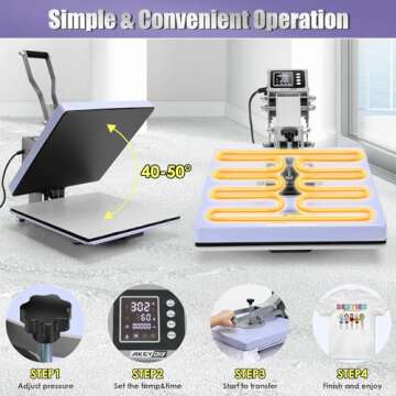 AKEYDIY Heat Press 15x15 inch Heat Press Machine for t Shirts, Fast Heating for Heat Sublimation and Heat Vinyl Transfer, 1400W High Pressure Digital Industrial-Quality Slide-Out Shirt Heat Press
