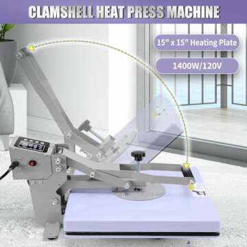 AKEYDIY Heat Press 15x15 inch Heat Press Machine for t Shirts, Fast Heating for Heat Sublimation and Heat Vinyl Transfer, 1400W High Pressure Digital Industrial-Quality Slide-Out Shirt Heat Press