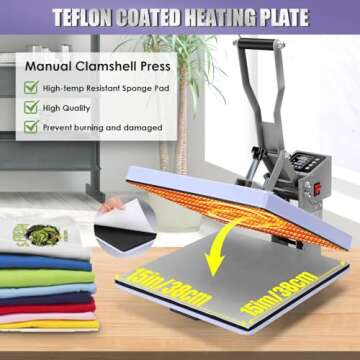 AKEYDIY Heat Press 15x15 inch Heat Press Machine for t Shirts, Fast Heating for Heat Sublimation and Heat Vinyl Transfer, 1400W High Pressure Digital Industrial-Quality Slide-Out Shirt Heat Press