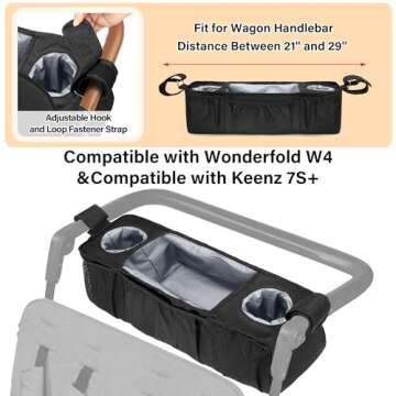 Wagon Parent Console Compatible with Wonderfold W4, Stroller Snack Tray Compatible with Keenz 7S+, 2...