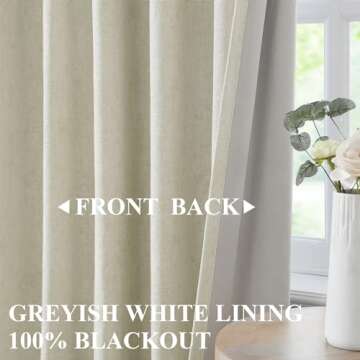 Vision Home Pinch Pleated Full Blackout Curtains Velvet Chenille Room Darkening Curtains 102 inch fo...