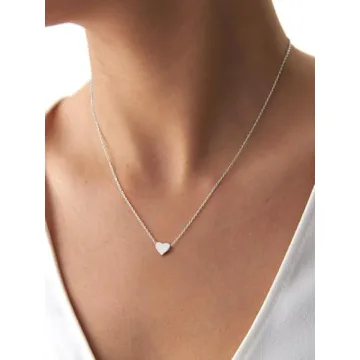 ChicSilver Silver Heart Necklace for Women Dainty Adjustable Jewelry