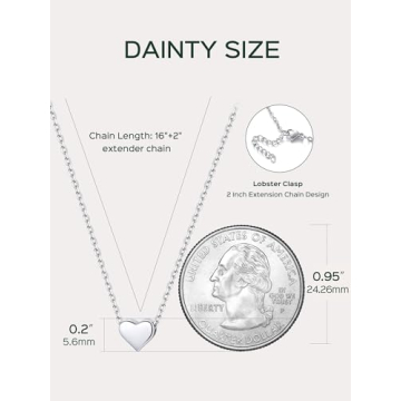 ChicSilver Silver Heart Necklace for Women Dainty Adjustable Jewelry