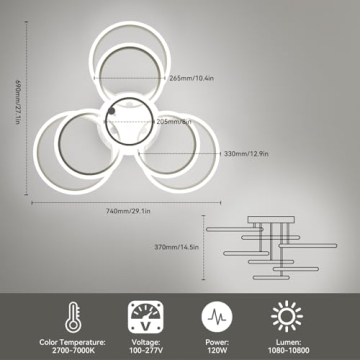 OUQI Modern LED Flush Mount Ceiling Light with Remote