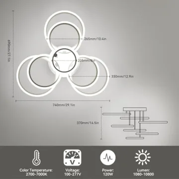 OUQI Modern LED Flush Mount Ceiling Light with Remote