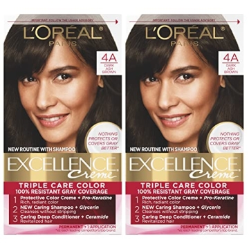 L'Oreal Paris Excellence Creme Hair Color - 100% Gray Coverage, Pack of 2