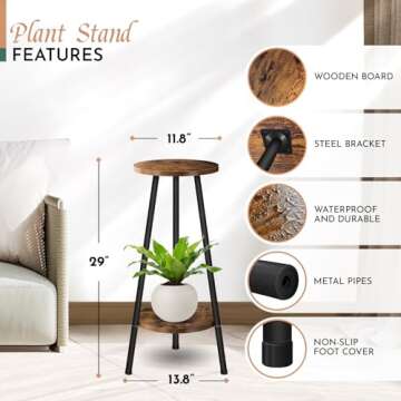 YEMOTTS Corner Plant Stands for Indoor: Modern 2 Tier Plants Holder Display Stand Flower Shelf for P...