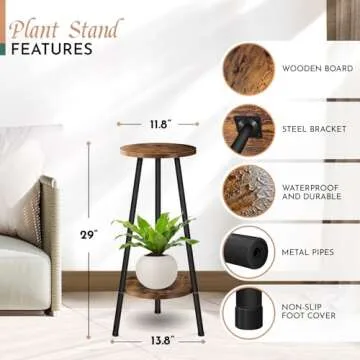 YEMOTTS Corner Plant Stands for Indoor: Modern 2 Tier Plants Holder Display Stand Flower Shelf for P...