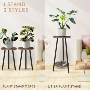 YEMOTTS Corner Plant Stands for Indoor: Modern 2 Tier Plants Holder Display Stand Flower Shelf for Patio Garden Living Room Balcony Bedroom (2-TIER, Tuscany)