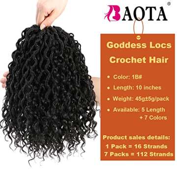 BAOTA Goddess Locs Crochet Hair 10 Inch 7 Packs Faux Locs Crochet Hair for Women Pre Looped Crochet ...