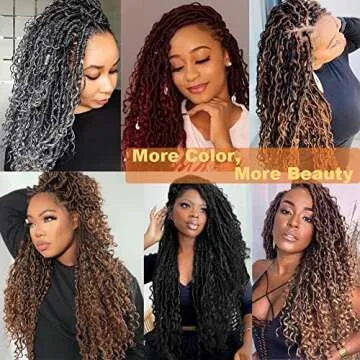 BAOTA Goddess Locs Crochet Hair 10 Inch 7 Packs Faux Locs Crochet Hair for Women Pre Looped Crochet Hair with Curly Ends River Locs Boho Style Hair Extensions 1B Color