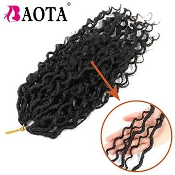 BAOTA Goddess Locs Crochet Hair 10 Inch 7 Packs Faux Locs Crochet Hair for Women Pre Looped Crochet Hair with Curly Ends River Locs Boho Style Hair Extensions 1B Color