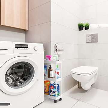 Simple Houseware Kitchen Cart Storage 3-Tier Slim/Super Narrow Shelves with Handle, 26.5'' Height/5....