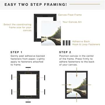 MCS Canvas Float Frames 11x14 Frame, Black Frame for Finished Canvases, Vertical & Horizontal Wall Hanging Large Frame with Adhesive for Canvas Paintings (1-Pack)