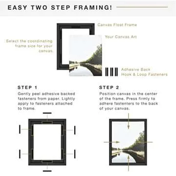 MCS Canvas Float Frames 11x14 Frame, Black Frame for Finished Canvases, Vertical & Horizontal Wall Hanging Large Frame with Adhesive for Canvas Paintings (1-Pack)